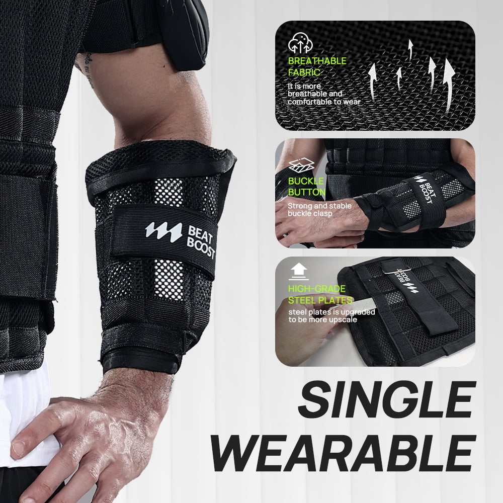 BeatBoost  Ankle Wrist Weights 20lb Adjustable Leg Arm Weights for Men Walking Pilates Exercise Workout Gym Aerobics