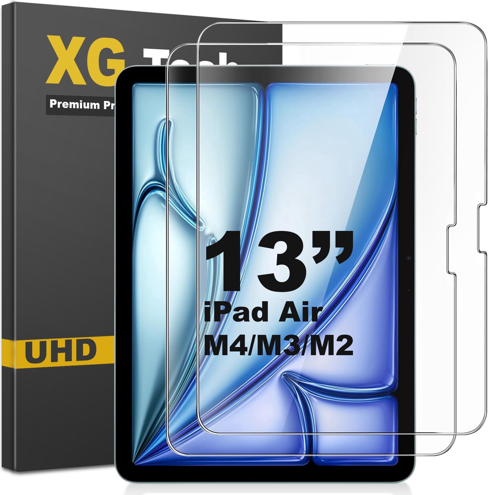 Apple iPad Air 13'' Screen Protector M5/M4/M3 2026/2025/2024, 2-Pack Tempered Glasses Protector Shatterproof, Bubble Free, HD Clarity