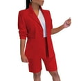 thumbnail image 2 of Riforla Suits Shorts Set for Women 2024 Two Piece Outfits One Button up Jacket and Short Suits Short Sets for Women Red L, 2 of 6