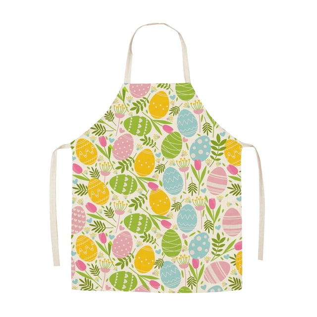 Easter Home Printing Linen Imitation Apron Kitchen Fouling Multi Functional Apron