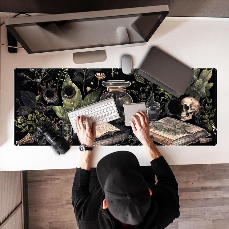 HELLOYOUNG Gaming Mouse Pad, Large Mouse Pad with Dark Academia Style Pattern, Non-Slip Rubber Base, Desk Pad for Gaming and Office Use, Computer Mouse Mat