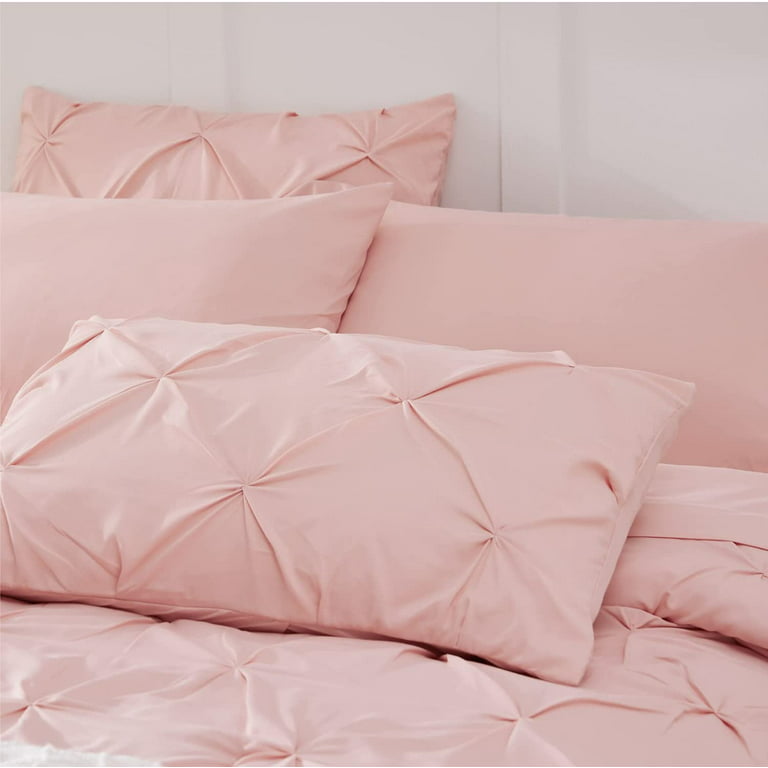 Comforter Set 7-Piece Bed in a Bag King Size Blush, Premium Pinch