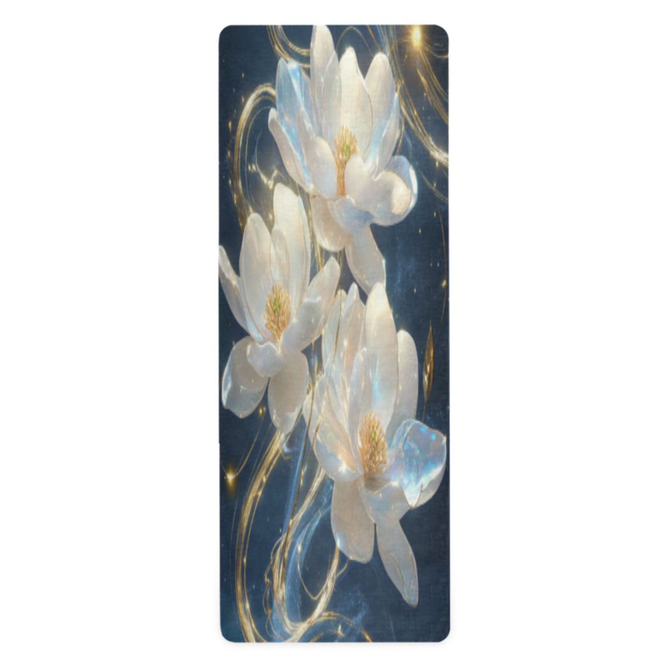 BZSMCE Yoga Mat Women Fitness Mat White Lotus with Golden Aura Pattern