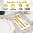 thumbnail image 5 of Daluvenix 350 Gold Plastic Dinnerware Set for 50 Guests, Gold Plastic Plates for Party, 50 Disposable Plates, 50 Dessert Plates, 50 Napkins with Silverware, 50 Cups, 5 of 11