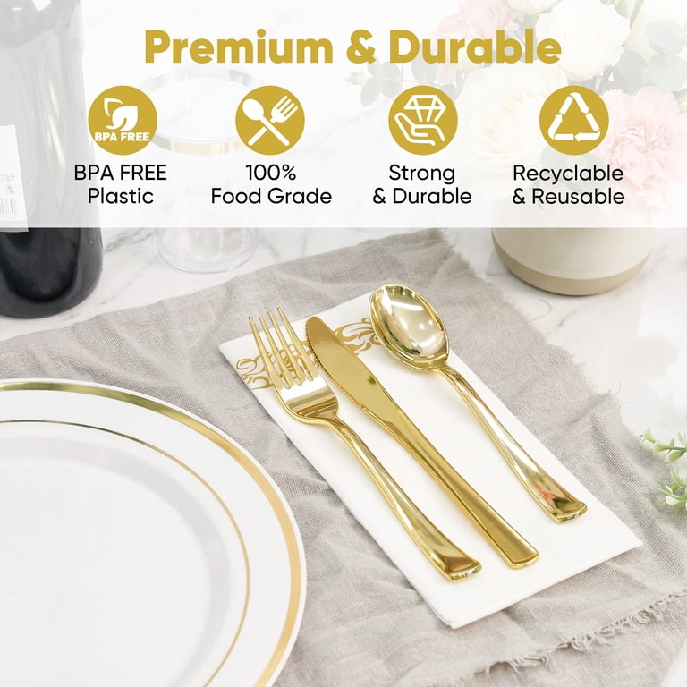 Daluvenix Gold Disposable Dinnerware Set, 350-Piece for 50 Guests photo 4