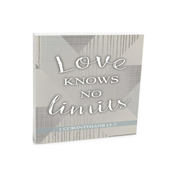 Love Knows No Limits Soft Grey Geometric 10 x 10 Wood Tabletop Sign Plaque