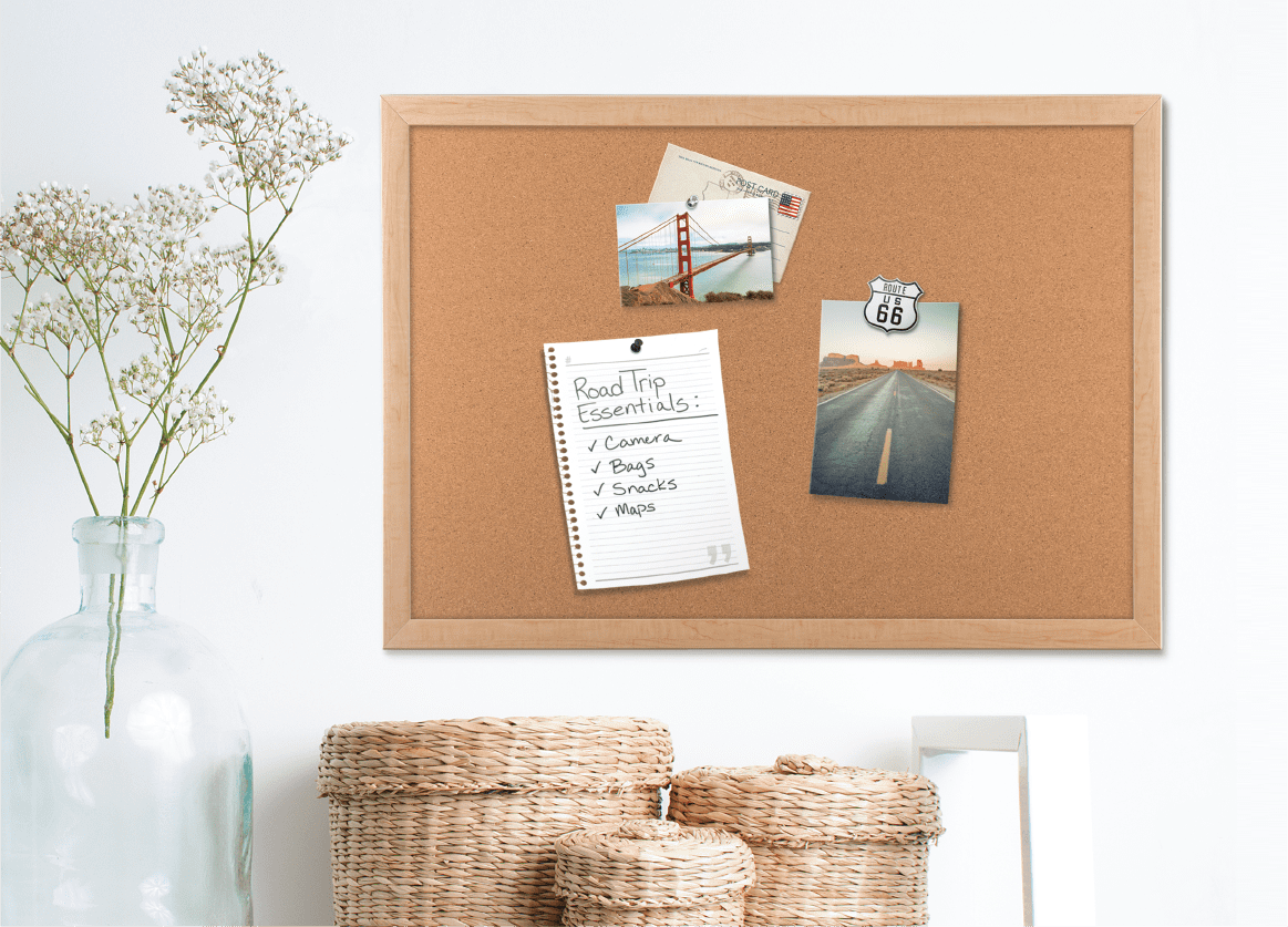 U Brands Cork Bulletin Board, 17" x 23", Birch Pattern MDF Frame,  Hanging Pin Board, Decorative, 2025U