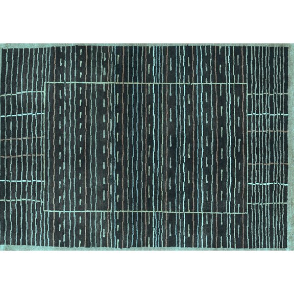 Ahgly Company Indoor Rectangle Abstract Light Blue Contemporary Area Rugs, 2' x 4'
