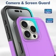 thumbnail image 5 of Decase for iPhone 16 Pro Rugged Case, Shockproof Heavy Duty Hybrid Protection Hard PC Shell Flexible TPU Bumper, Military Grade Drop Proof Durable Protective Case with Screen Protector,Purple, 5 of 5
