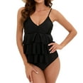thumbnail image 4 of Women Plus Size Tankini Swimsuits Tummy Control Two Piece Bathing Suit Ruffled Flounce Swimwear S-XL, 4 of 7