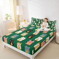 thumbnail image 3 of Manfei Kawaii Kitten Bed Sheets, Tribal Lucky Cat Full Size Sheets, Green, 4 Pieces, 1 Flat Sheet, 1 Fitted Sheet and 2 Pillowcases, 3 of 6