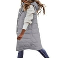 thumbnail image 4 of iHPH7 Puffy Coats for Women Winter Clothing for Women Hooded Vest Long Vest for Women Sleeveless Women's Outerwear Casual Outerwear Warm Coat Light Gray XL, 4 of 8