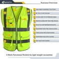 thumbnail image 2 of 9 Pockets Class 2 High Visibility Zipper Front Safety Vest With Reflective Strips, Yellow Meets Ansi/isea Standards, 2 of 5