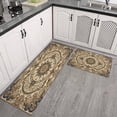 thumbnail image 3 of Kitchen Rugs and Mats Non Skid Washable Farmhouse Boho Brown Pattern Kitchen Mat and Rug Set,Floor Cushion Waterproof Rug,Rubber Backed Area Rugs for Kitchen Laundry, 3 of 7