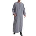thumbnail image 6 of dzxyzu Men's Kaftan Thobe Muslim Robe Button Up Long Gown Kaftan Thobe with Pockets Mens Arab Thobe Long Sleeve Pocket Casual Robe 2024 Winter Saving, 6 of 9