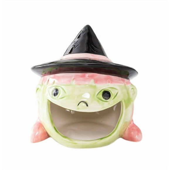 WLOELOEW Bougeoir en Céramique en Forme de Fantôme pour Décoration d'Halloween, Plat à Bonbons de Bureau, Base de Lanterne