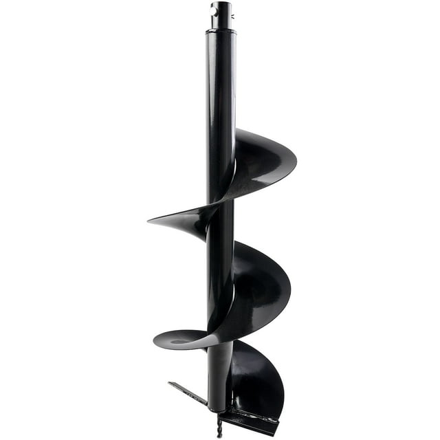 Biltek Auger Post Hole Digger Bits 10" x 32" Deep with a 3/4" shaft, designed for quickly digging holes for fence posts, decks, planting trees, shrubs, and ice fishing. Made of durable cast steel with a black finish, featuring a heavy wall tube for maximum strength and compatibility with most standard augers and universal drills.