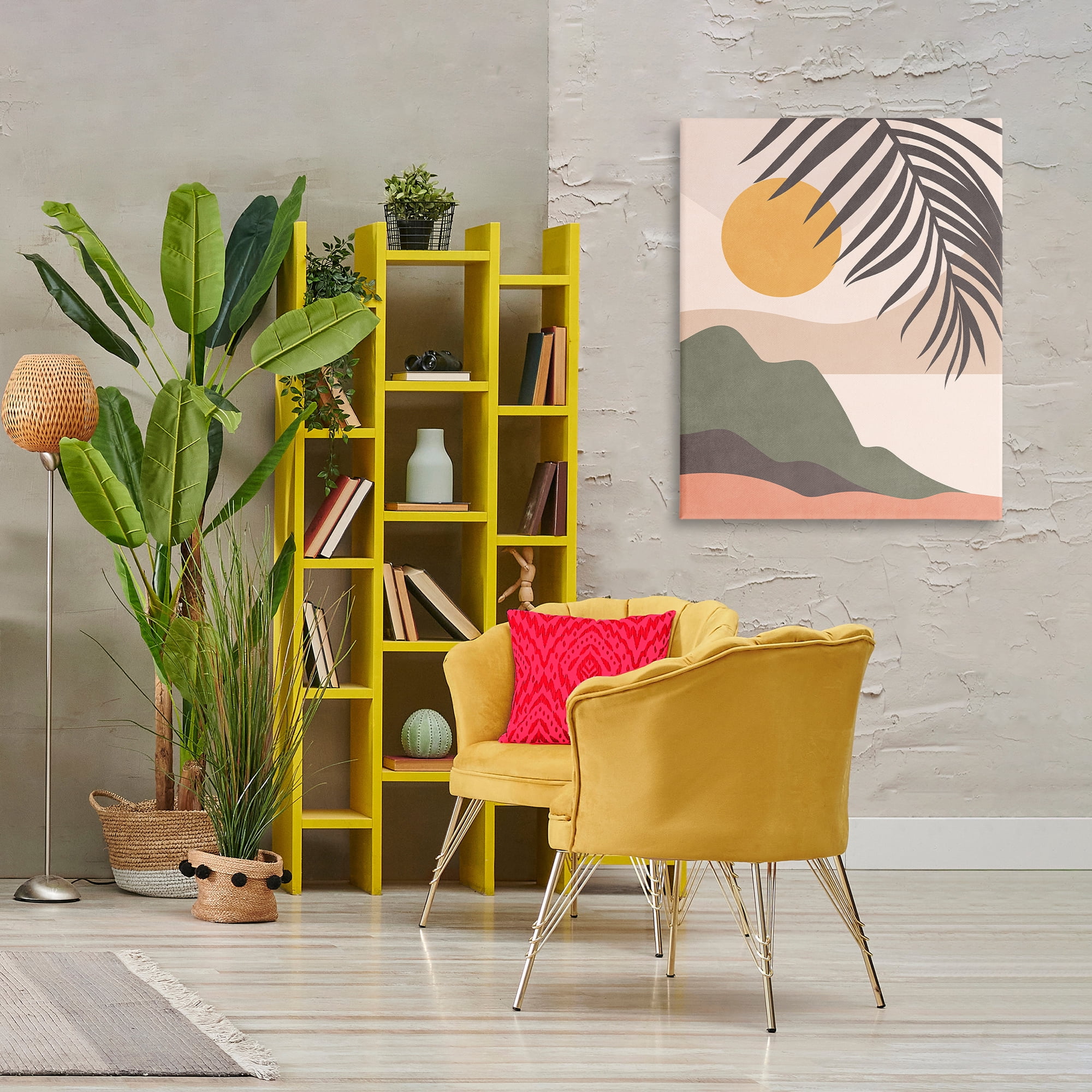 Stupell Industries Tropical Boho Scene Landscape & Nature Painting Wrapped Canvas Art Print Wall Art, 30 x 40