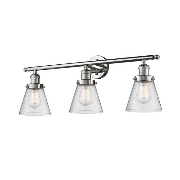 205-PN-G64-LED-Innovations Lighting-Small Cone - 30 Inch 10.5W 3 LED Bath Vanity  Polished Nickel