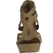 Top Moda Womens Lindy-66 Open Toe Platform Wedge Sandals