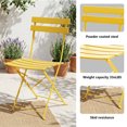 thumbnail image 5 of Yardgrace 3-Piece Folding Steel Patio Bistro Set, 2 Chairs and Table, Yellow, 5 of 8