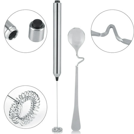 Kitchen Stainless Steel Handheld Battery Operated Electric Coffee Kitchen Stainless Steel Handheld Battery Operated Electric Coffee Milk Frother With Spoon