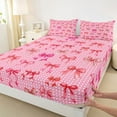 thumbnail image 4 of Feelyou Cute Bow-tie Pink Twin Sheet Sets for Kid, Kawaii Cartoon Ribbon Twin Fitted Sheet, Fashion Polkadots Flat Sheet, Super Cozy Room Decor, 3-Piece, 4 of 8