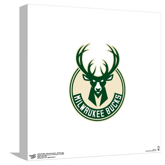 Gallery Pops NBA Milwaukee Bucks - Global Logo Canvas Wall Art, Unframed Version, 12" x 12"