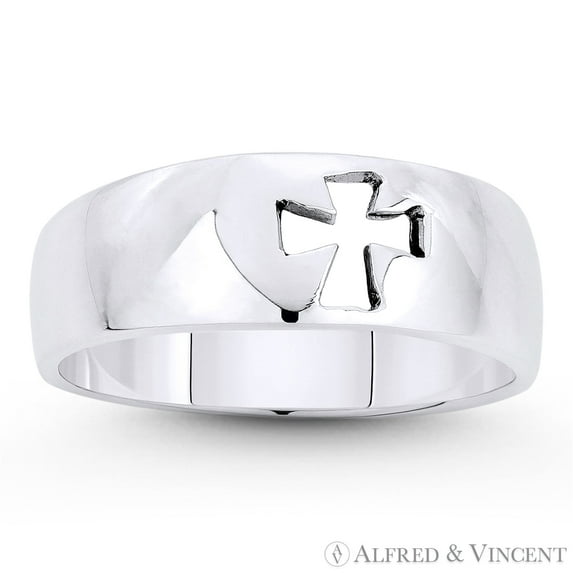 Pattée / Formée Medieval Cross Cutout 3-6mm Band in Oxidized .925 Sterling Silver