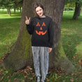 thumbnail image 4 of Chandails en Molleton Visage de Citrouille Halloween Femmes Mignon Chandail Graphique Citrouille Décontracté Manches Longues Automne, 4 of 5