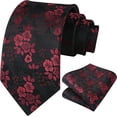 thumbnail image 4 of HISDERN Men Floral Ties Woven Classic 3.4" Necktie Set Formal tie Pocket Square for Wedding with Handkerchief Gift Box, 4 of 8