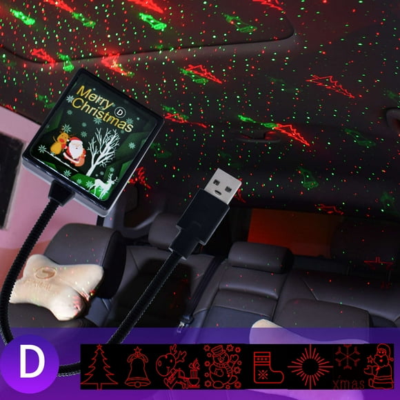 Xihbxyly Cosas Por Menos de 5 Dolares Navegación Copo de Nieve Patrón Puerto Usb Interior En Coche Uso Láser Proyector Luz