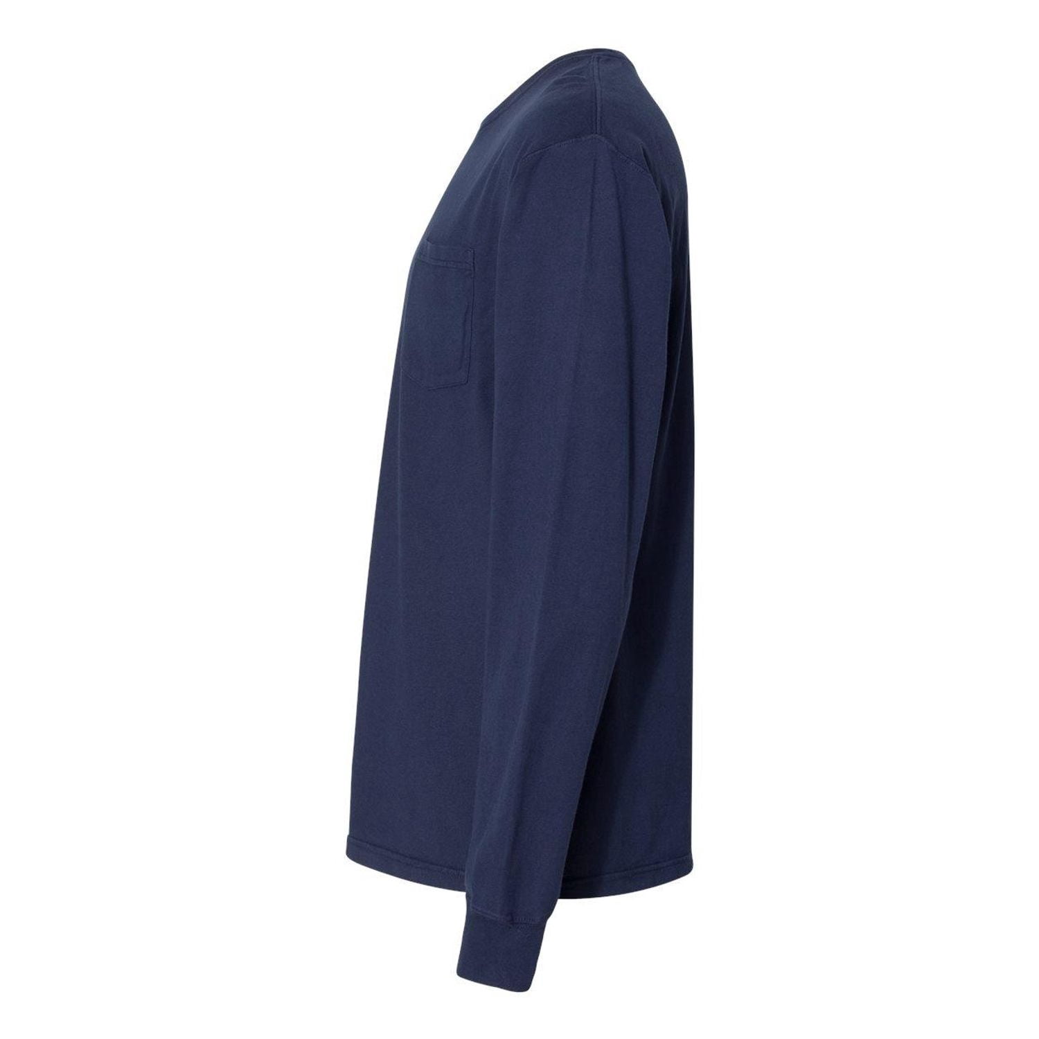 Hanes Unisex Garment Dyed Long Sleeve Pocket T-Shirt Navy 3XL
