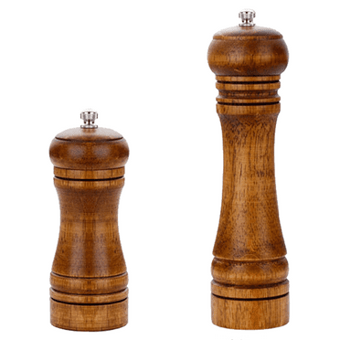 Natural Rubber Wood Salt and Pepper Grinder Set with Ceramic Core
