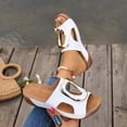 thumbnail image 5 of Modisza Open Toe Wedge Heel Sandals for Women Comfortable Walking Slides with Arch Support Hollow Out Slip on Summer Shoes White size 8, 5 of 7