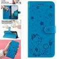 thumbnail image 2 of For Samsung S22 Case, Mantto PU Leather Cover with Cat Patterned Embossed Cute Painted Flip Wallet Card Case, With Kickstand Hand Strap Magnetic Closure Case For Samsung Galaxy S22, Blue, 2 of 9