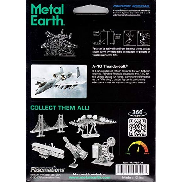 Fascinations Metal Earth A-10 Warthog Airplane 3D Metal Model Kit