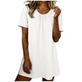 thumbnail image 3 of Juesizh Nightgowns for Women Solid Color Sleep Pajamas Casual Loose Round Neck Short Sleeve Sleepwear Mini Dress, S-2XL, 3 of 7