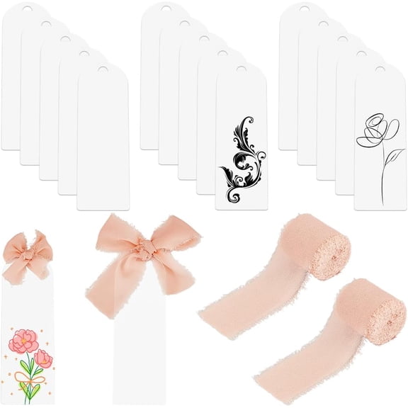 20Pcs 6 x 2 Inch Acrylic Bookmarks Bulk Transparent Acrylic Book Marks Blanks with 5M/5.5 Yards Ribbon Craft Book Marks Making Kits for Reading Lovers DIY Crafts Gift Colorful DIY