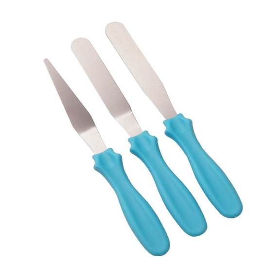 Frosting Spatula,Cake Knife,3 Pieces of Cake Angled Spatula,Cake Cream Spatulas,with Stainless Steel, Professional Cake Decorating, Pastry & Baking, Icing Frosting Cream(Blue)