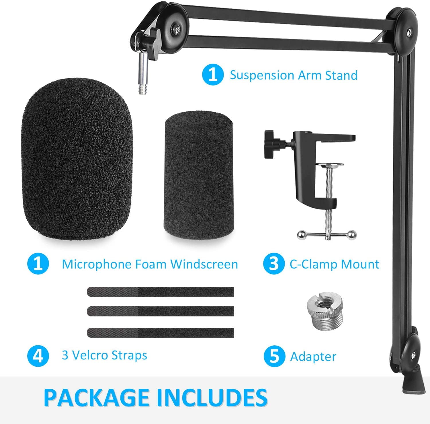 Shure SM7B Boom Arm with Pop Filter - Suspension Boom Scissor Arm