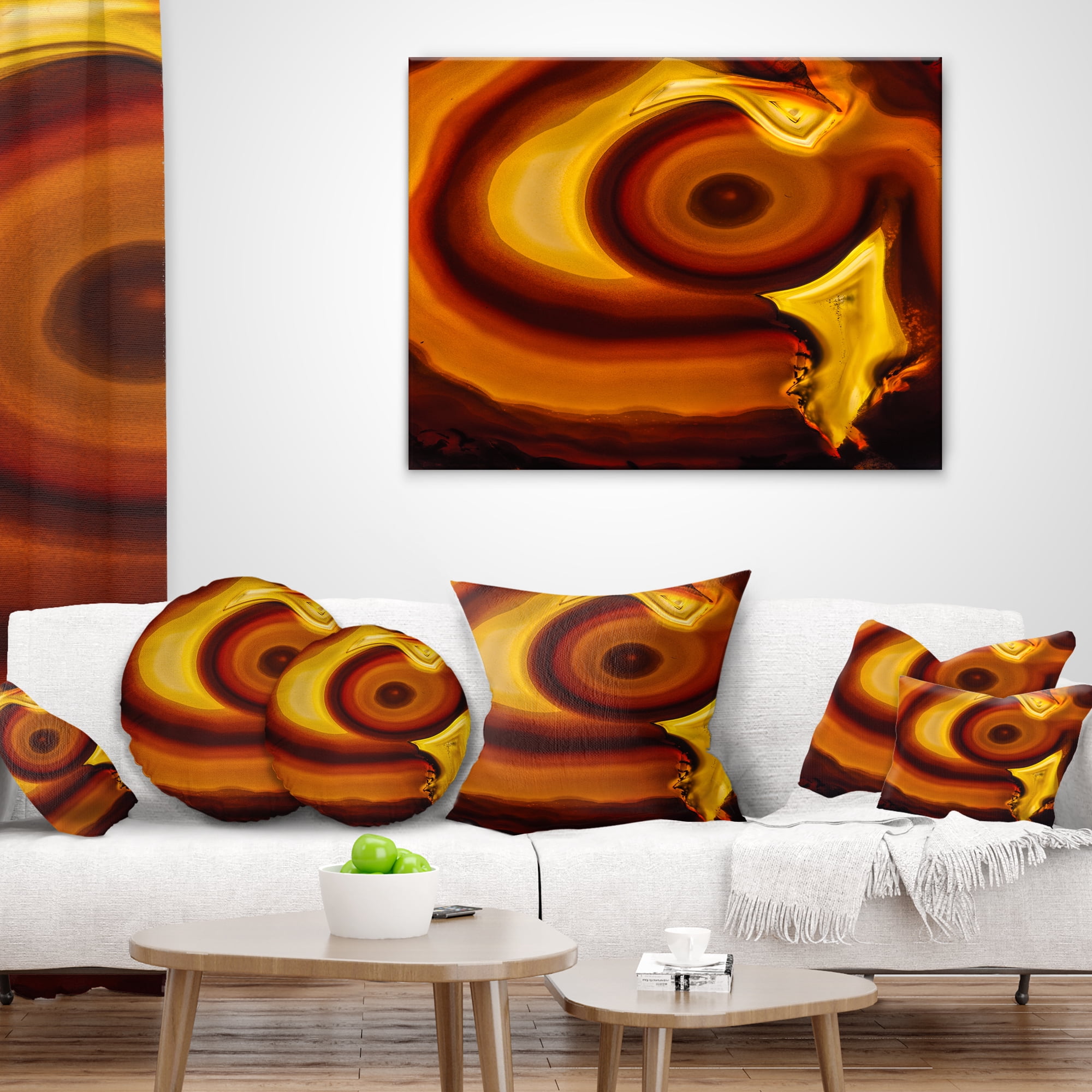 Designart Agate Geode Slice Macro - Abstract Throw Pillow - 12x20