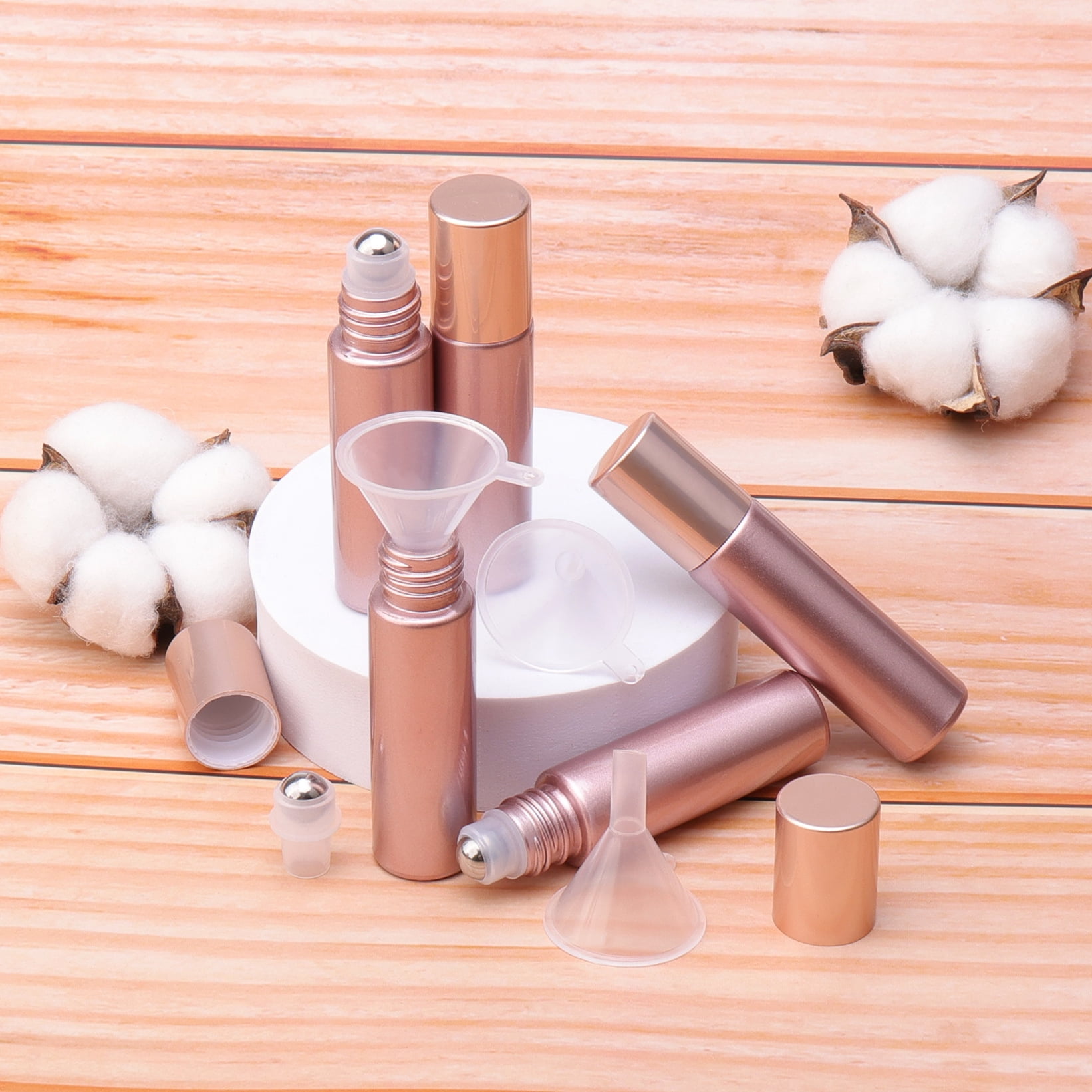 Essential Oil Roller Bottles 10ml 45Pcs Thick Glass Roll on Bottles Massage Glass Roller Vials Containers for Essential Oil Perfumes Aromatherapy Lip Balms, Matte Rose Gold