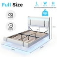 thumbnail image 4 of NEGYLIM Floating Bed Frame Full Size with LED Lights, Easy to Assemble, Metal Platform Bed with Storage Headboard, No Box Spring Needed, White, 4 of 14