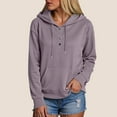 thumbnail image 2 of felwors Women Hoodies Casual Button Down Sweatshirt Drawstring Long Sleeve Pullover Fall Winter Clothes with Pockets Purple, XXL, 2 of 6