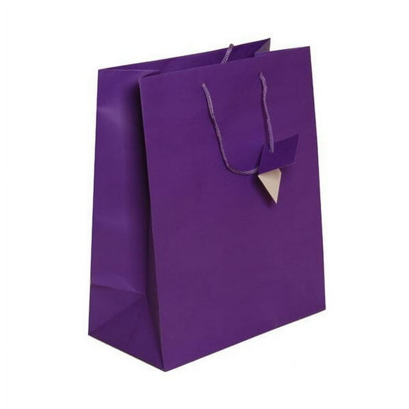 JAM Paper Matte Gift Bags, 10 x 13 x 5, Purple, 100/Pack, Large