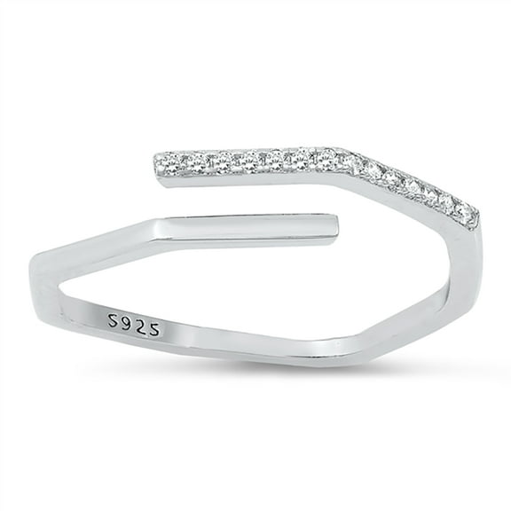 All in Stock Clear Cubic Zirconia Equal Wrap Ring 925 Sterling Silver Size 3