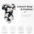 thumbnail image 6 of Naloa Lilies Flowers Women's Short-Sleeved Onesie, One-Piece Swimsuit for Parties, dates, clubs - Small, 6 of 9