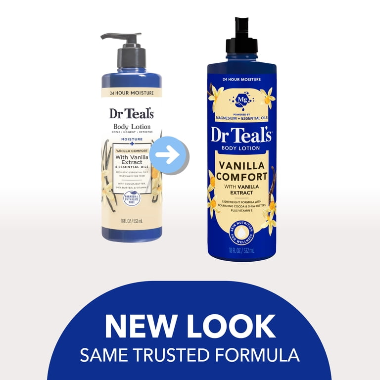 Dr Teal's Vanilla Comfort Body Lotion, Hydrating Lotion with