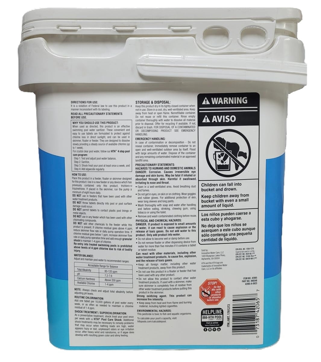 HTH Pool Care 3-inch Chlorine Tabs Swimming Pool Chlorinating Sanitizer 40lbs
